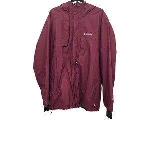 Columbia Men's Burgundy Hooded Quilted Winter Jacket Adjustable Cuffs Size XL